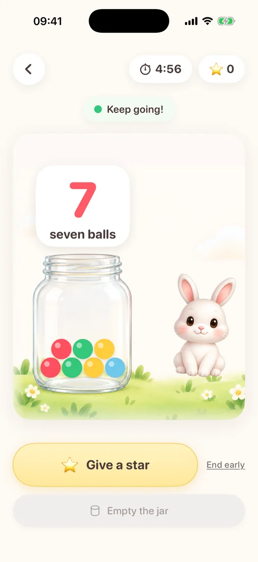 Munch Buddy glass jar visual timer on iPhone